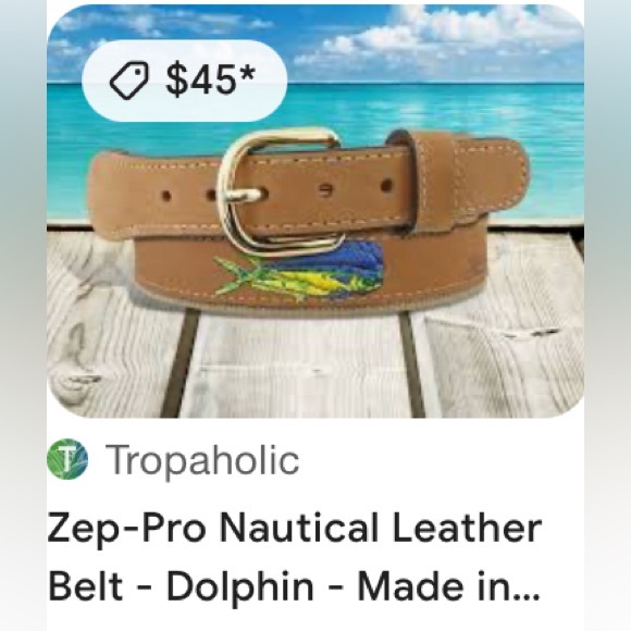 Zep Pro Leather Embroidered Mahi Mahi Bull Dolphin Belt | Size 42 - Picture 3 of 12